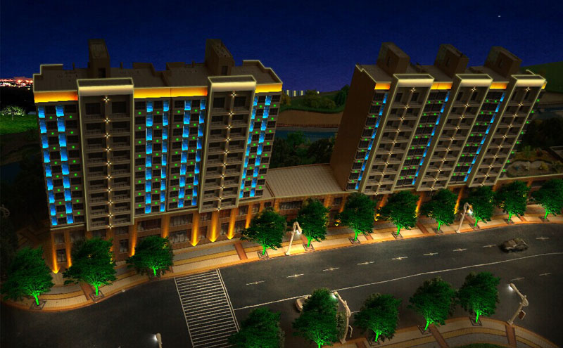 【甘肅】上城樓盤(pán)全彩外控線條燈亮化