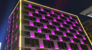 石家莊公寓樓體亮化，光臣led七彩洗墻燈效果分享